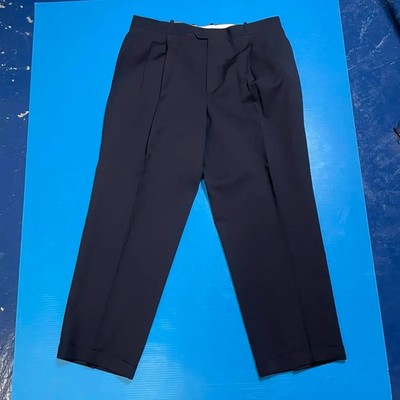 RODIER HOMME Men's Pleated Navy Wool Dress Pants Sz 50 FR (36''W 30''L) France