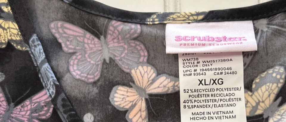 Blusa Médica Scrubstar Para Mujer XL Colorida Mariposa Cuello en V Premium Elastizada Nueva Foto 4 de 4