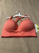 All In Motion Medium Support Sports Bra Coral Crossback Padded Chevron L