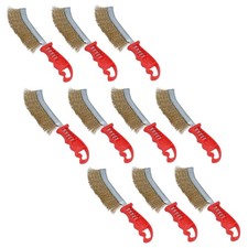 Brass Plated Crimped Wire Rust Removal Cleaning Hand / Spid Brush 10 Pack AU020