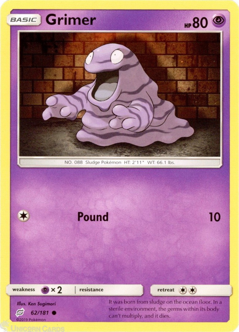 Grimer 62/181 : Common Mint/Near Mint Pokemon Card : SM09: Team Up