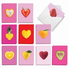 20 Valentine's Day Card Pack w/Envelopes - Fruit Hearts NobleWorks