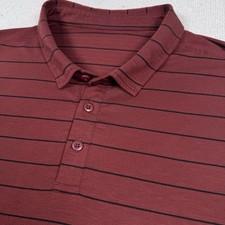 Lululemon Evolution Polo Shirt Mens XL 44  Burgundy Red Striped Short Sleeve