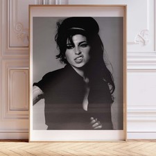 Amy Winehouse Portrait Poster Wall Art A0 Large Print Decor Black and White