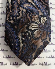 VENEZIA Silk Brown  Navy With Paisley Design Neck Tie 3.125  New Without Tags 