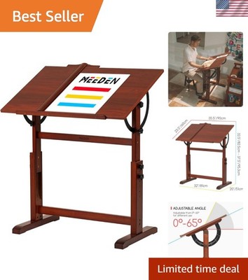 Vintage Wooden Drafting Table: 35.5'' x 23.5'' Artist Drawing Table with Adjus...