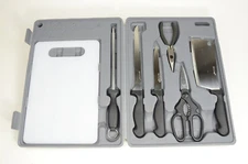 Maxam 7 Piece Fisherman's Sharp Knife Set Fish Processing Tools w/ Case