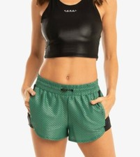 NWT KORAL Power Shiny Netz Running Shorts L Duffle Green Athleisure Made in USA