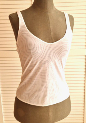 Valery Basic -Träger Top Shirt - hauchdünn Nylon - Gr. 80 bzw. S - Weiß  (C)