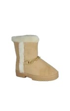 BEBE Kids Chain Faux Fur Lined Boots Quilted Logo Microsuede Size 13M