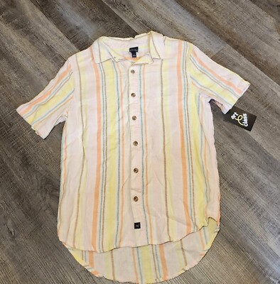 Art Class Girls Size L Short Sleeve Button Up Striped shirt. BR