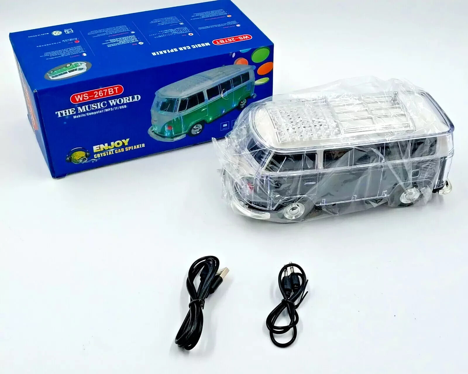 Bluetooth Speaker Car Replica Retro Ride with FM Radio, USB, SD, AUX Input LED-image