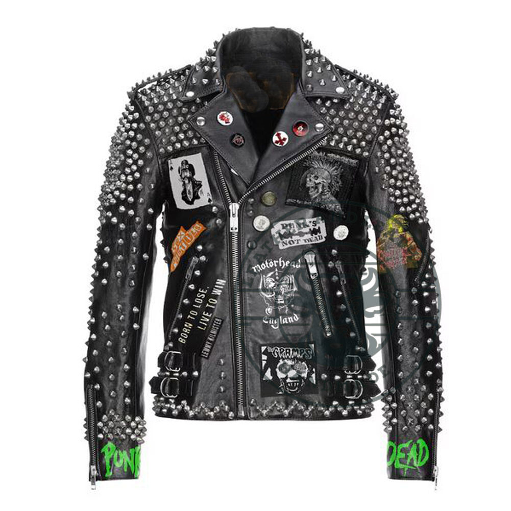 ジャケット・アウター grunge sheep leather short jacket punk grunge sheep leather short jacket punk（Pu Leather Rivet