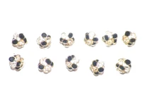 TEN (10) VINTAGE AUSTRIAN CRYSTAL BUTTON COVERS CLEAR & BLACK  & GOLDTONE