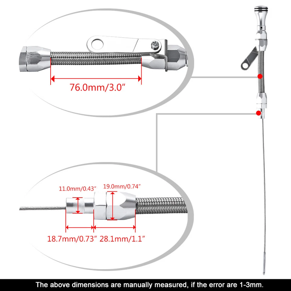 Varilla de medición de aceite flexible universal para Chevrolet SBC 265/283/327/350 1955-1979 Foto 2 de 4