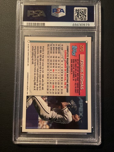Topps Gold 270 1994 Frank Thomas PSA 8 casi nuevo-nuevo Medias Blancas de la corte poco pop 8 - Imagen 2 de 2