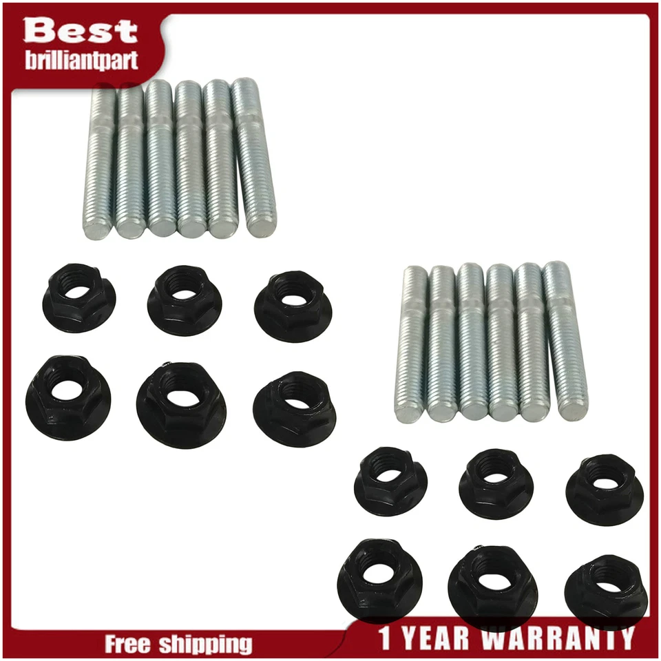 Kit de 12 pernos de brida de escape delantero + tuerca para Suburban Savana GMC Sierra 1990-2018 Foto 2 de 4