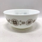 Vintage Pyrex Town & Country Brown on White Mixing Bowl 2-1/2 Qt #403 Snowflake