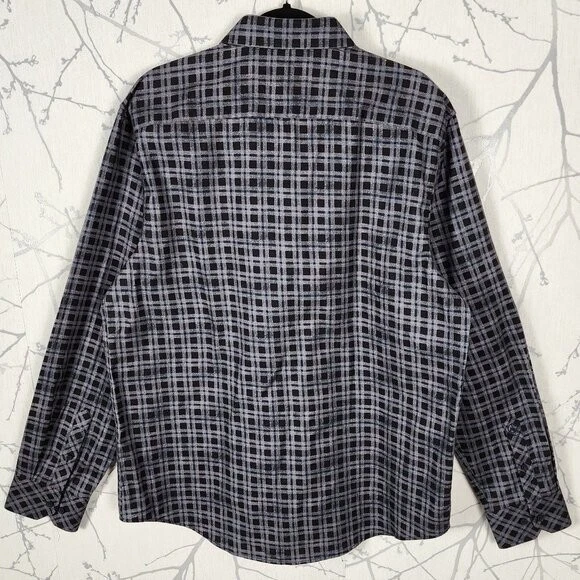 John Lennon Gray Black Checks 100% Cotton Button Front Shirt | Men's XL - Image 3 of 4
