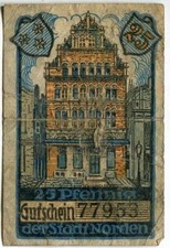 25 PFENNIG 1920 City of NORDEN Hanover GERMANY #PL874.U