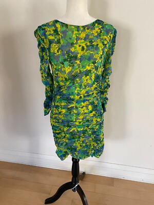 GANNI Ruched Mesh mini dress womens yellow green "Sulphur" dress sz 36 *Zip flaw | eBay GANNI Ruched Mesh mini dress womens yellow green "Sulphur" dress sz 36 *Zip flaw | eBay