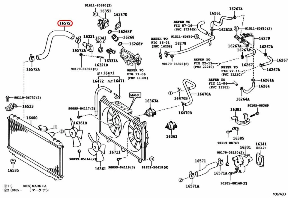 Manguera inferior del radiador Toyota 16572-46290 OEM para Lexus Foto 3 de 4
