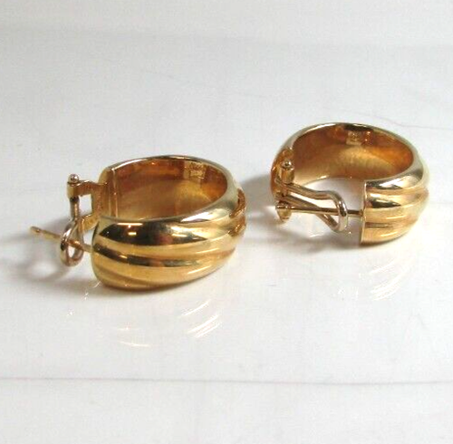 Estate Signed MILOR 18K Yellow Gold Twisted Ridge Hoop Lever Back Earrings 3.6g - Picture 4 of 5