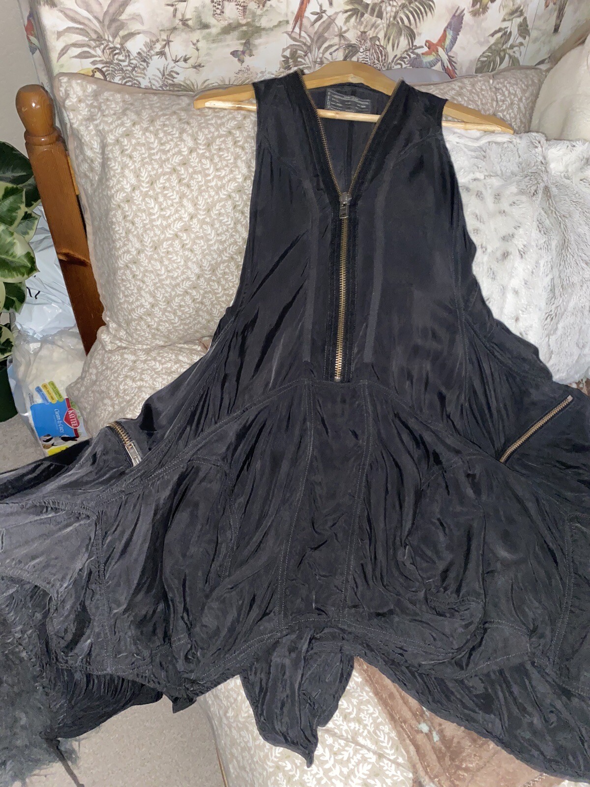 Allsaints Zeeda Black Parachute Style Zip Dress. Ties. Size 6. eBay