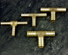  Brass T 3 way Hose Joiner Barbed Connector Air Fuel Water Pipe Gas Tubing
