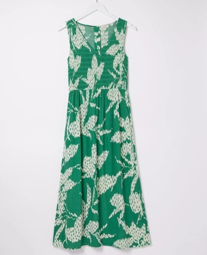 FAT FACE Aria Textured Leaves Green Midi Dress.Size UK 12/14 .RRP £69. *perfect* - Picture 5 of 22