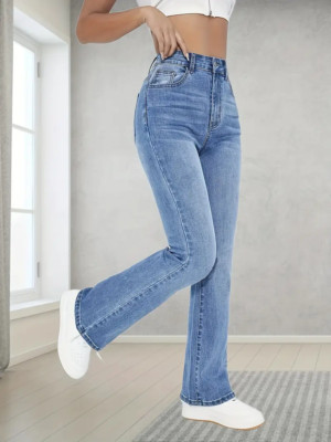 Damen Jeans Schlaghose Skinny Boyfriend Loose Stretch Denim High Waist Bootcut