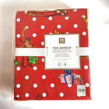 Pottery Barn Teen The Grinch Organic Cotton Percale Festive TWIN Sheet Set