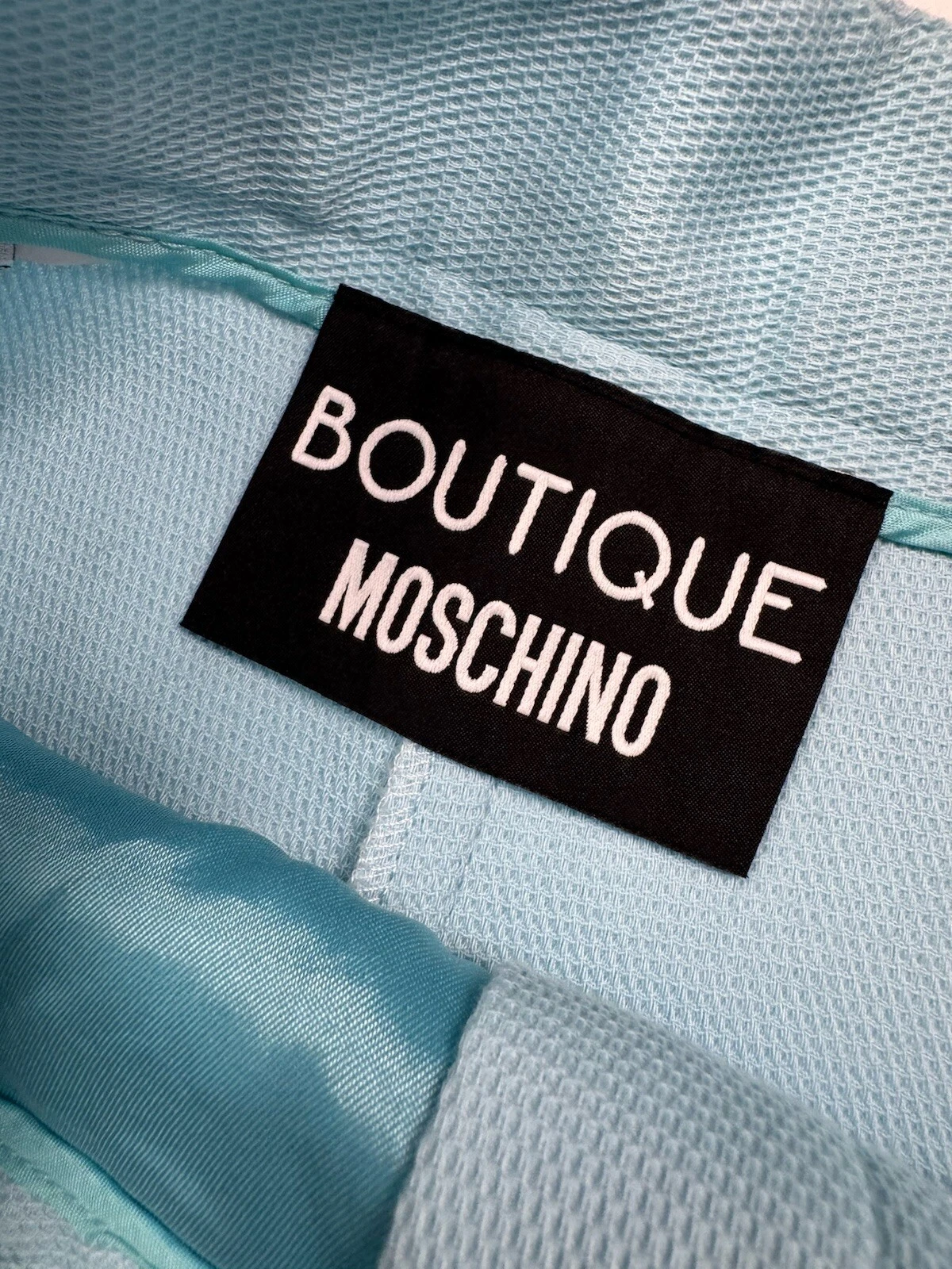 Pantalone abito donna MOSCHINO crop blu cielo misto cotone tg IT38 US XS