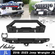 Hawkley Fit for 2018-2025 Jeep WRANGLER JL Front &Rear Bumper w/D-Rings+Ledlight