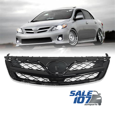 For 2011-2013 Toyota Corolla Front Upper Bumper Grille Assembly Mesh Glossblack