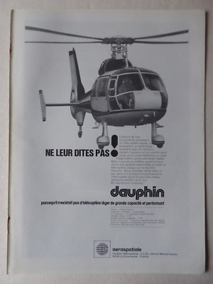 3/1978 PUB AEROSPATIALE HELICOPTER DAUPHIN HELICOPTER ORIGINAL FRENCH AD