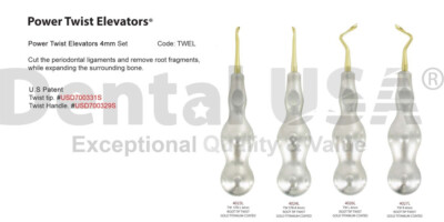 Dental USA POWER TWIST ELEVATOR HEAVY DUTY 4mm SET ( 4 pcs) TITANIUM CODE: 4031