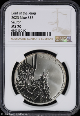 2023 $2 Niue 1 oz Silver Lord of the Rings Sauron NGC MS 70 | UNC