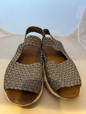 Bernie Mev Womens Silver Metallic Wedge Sandals Slingback Sz  display picture 1