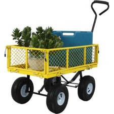 Steel Garden Cart with Removable Sides 3 cu ft 550 lb Capacity Utility Cart
