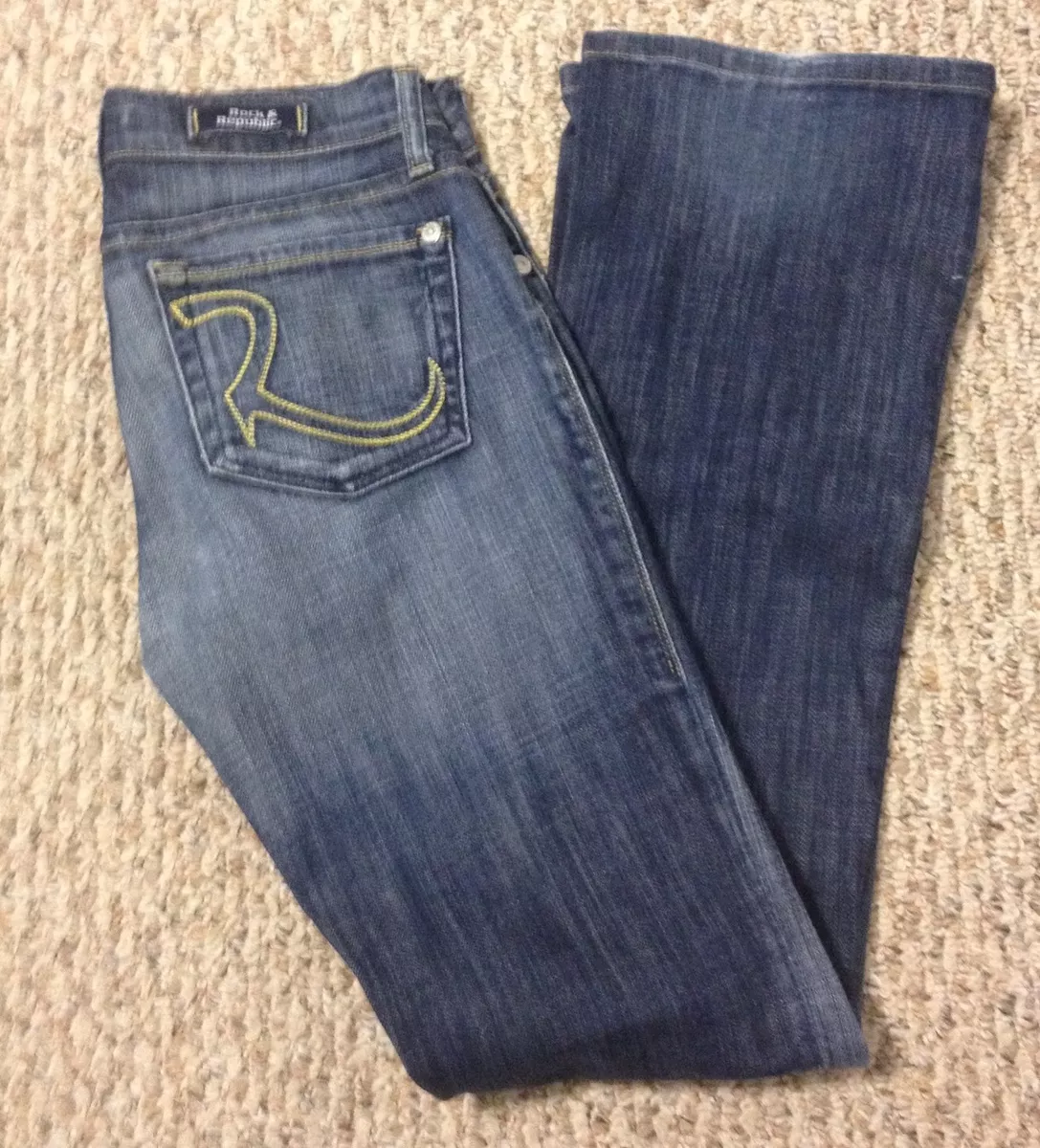 Rock And Republic 200 Saks Vintage Dark Wash Slim Boot Low Rise Jeans Size 25