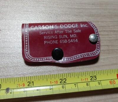 Vintage Carson's Dodge Rising Sun MD Advertising Leather Keychain
