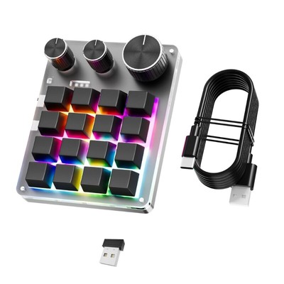 Wireless Mechanical Gaming Keypad 16Keys Programmable and 3 Knobs Hotswappable