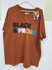 TAKE PRIDE Adult Unisex Brown T-Shirt "Black and Proud" Cotton Blend Sz XL NWT
