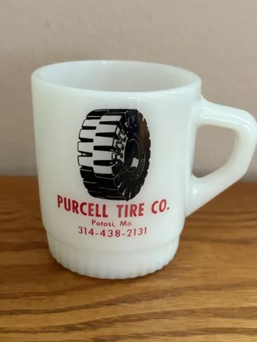 Anchor Hocking Fire King Purcell Tire Co Potosi MO Coffee Mug Vintage