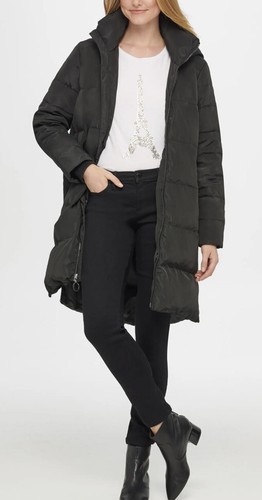 KARL LAGERFELD WOMEN'S BLACK LONG DOWN JACKET PUFFER HOODED sz XL Logo - Picture 3 of 12