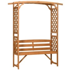 Outdoor Arch Pergola Patio Garden Bench Wooden Garden Arbour with Seat Brown New