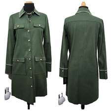 Worth New York Stretch Twill Shirt Dress NEW Cactus Green Gold Buttons Size 6