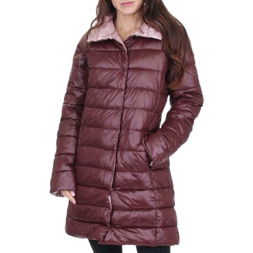 Kenneth Cole Womens Lightweight Winter Puffer Coat, Burgundy - XS