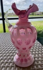 Fenton Cranberry Opalescent Coin Dot 8.5 Inch Pitcher Vase. No Damage.